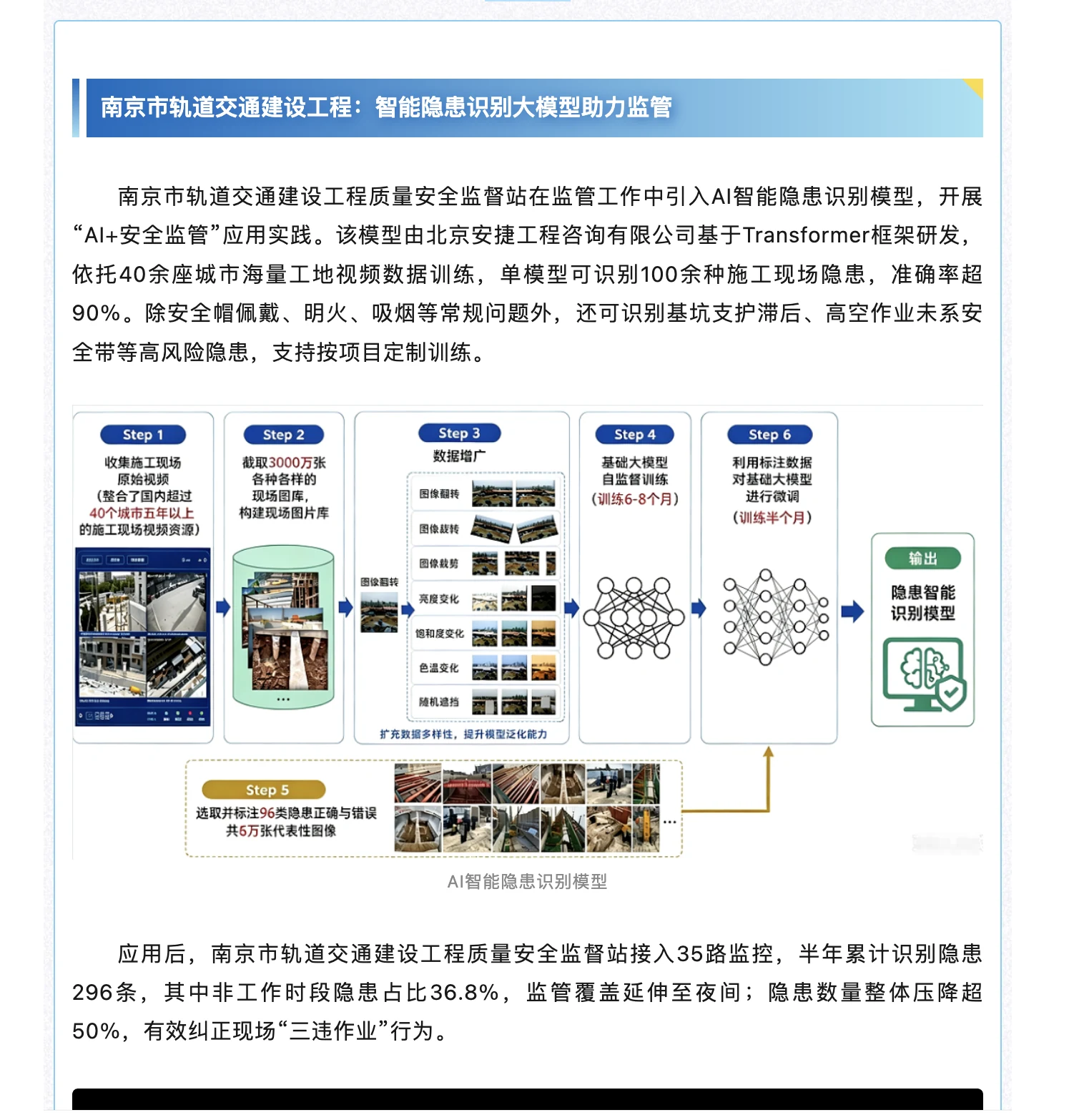 江苏建设报道中的智能隐患识别模型应用内容
